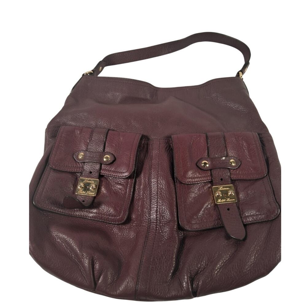 Vintage Lauren Ralph Lauren Governors Lodge Hobo Bag Plum Leather Large